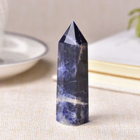Sodalite / 70-80mm Natural Energy Crystal Wand Point Tower 70-80mm