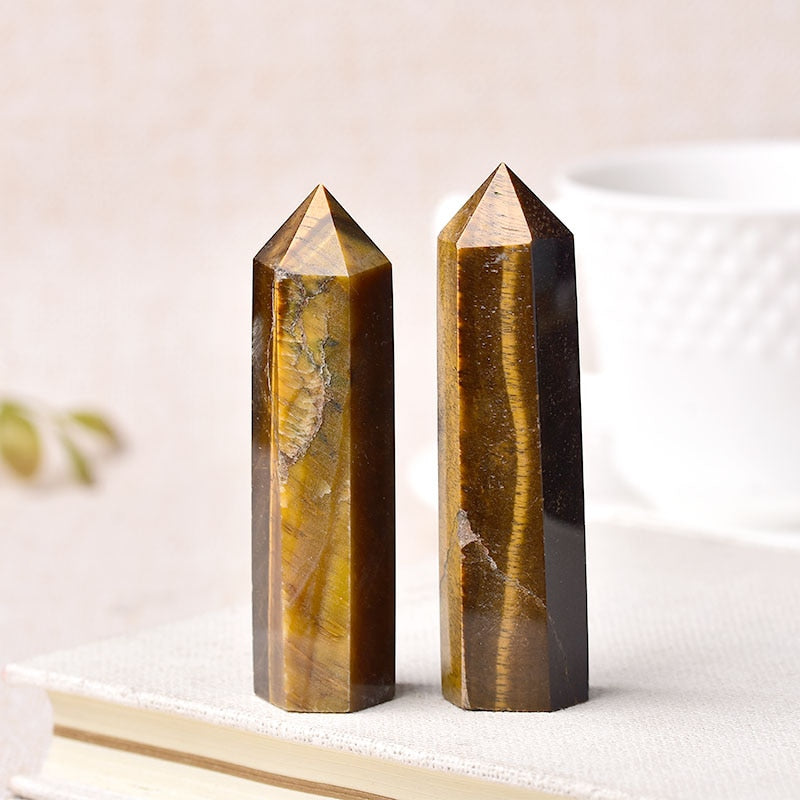 Tigers Eye / 70-80mm Natural Energy Crystal Wand Point Tower 70-80mm