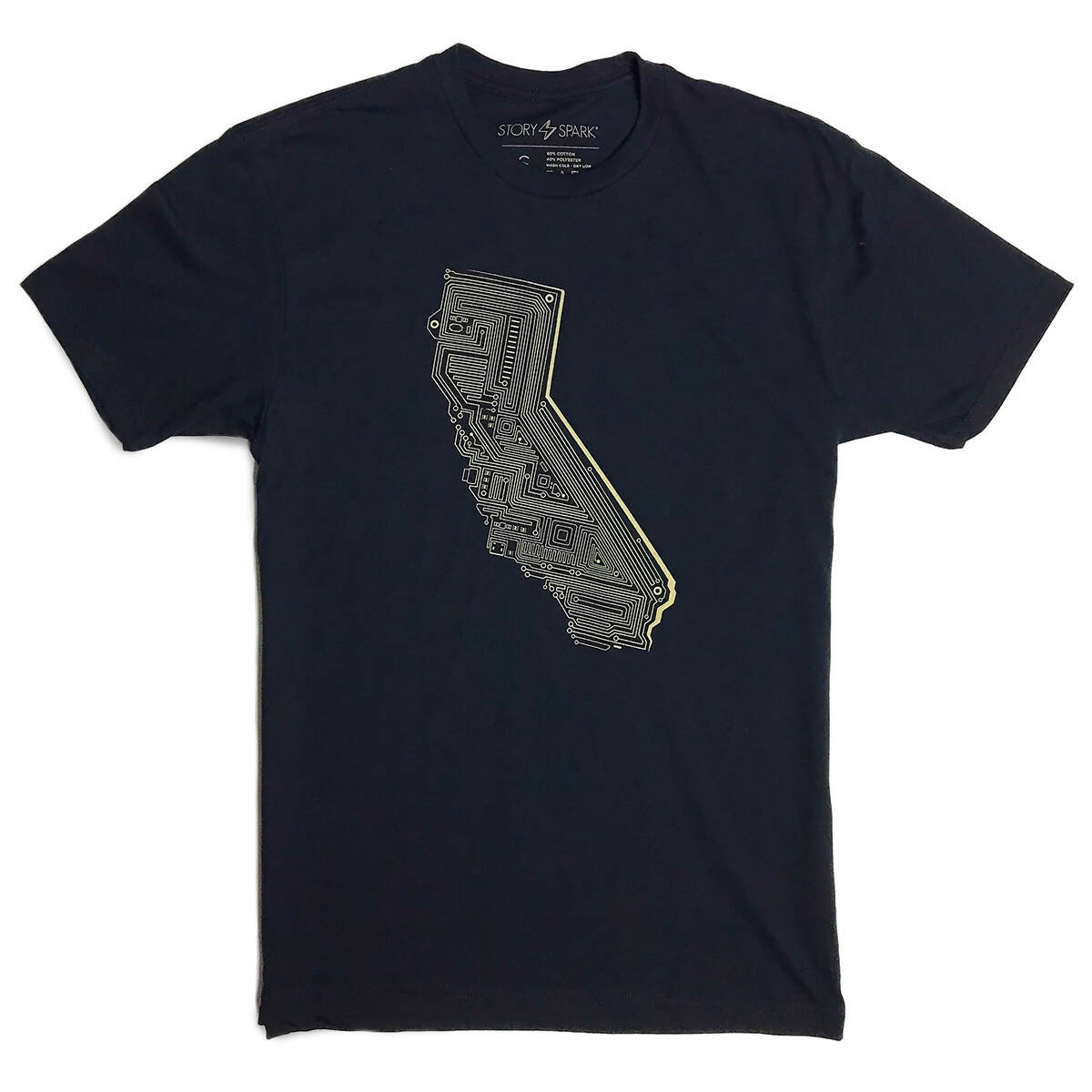 Black / XS CALI TECH - Circuitboard California State Graphic T-shirt