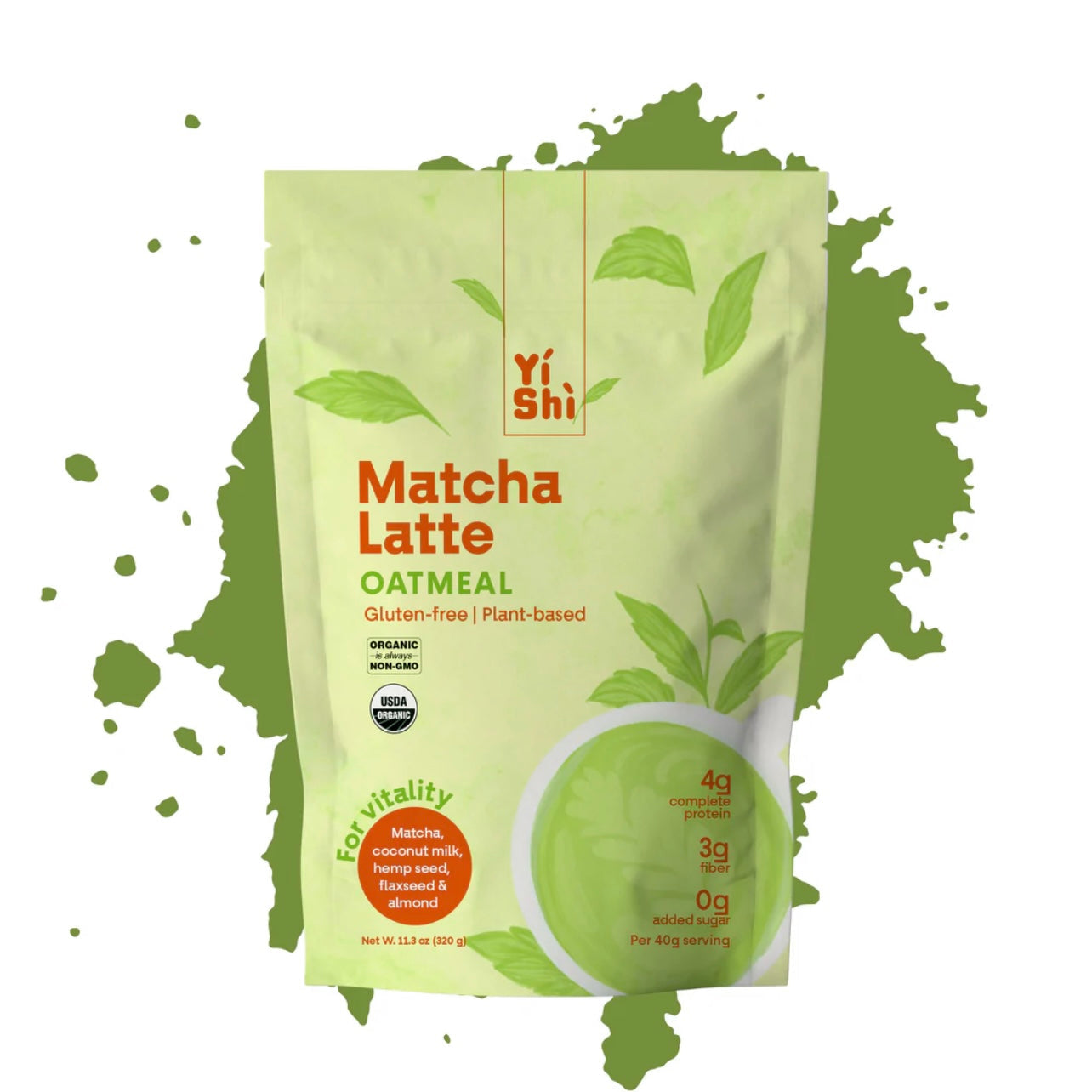 Pouch (8 Servings) Yishi Foods Matcha Latte Oatmeal